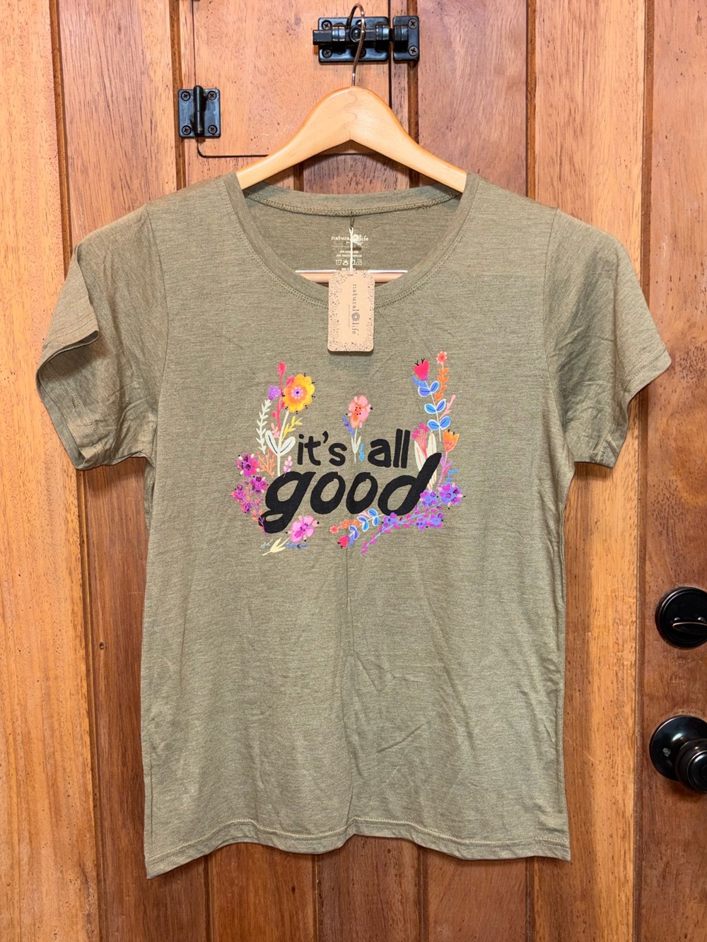 Natural Life - It’s All Good Olive Floral Graphic Tee - Women